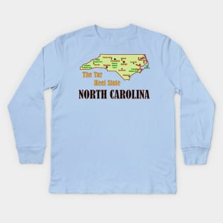 North Carolina Map Kids Long Sleeve T-Shirt